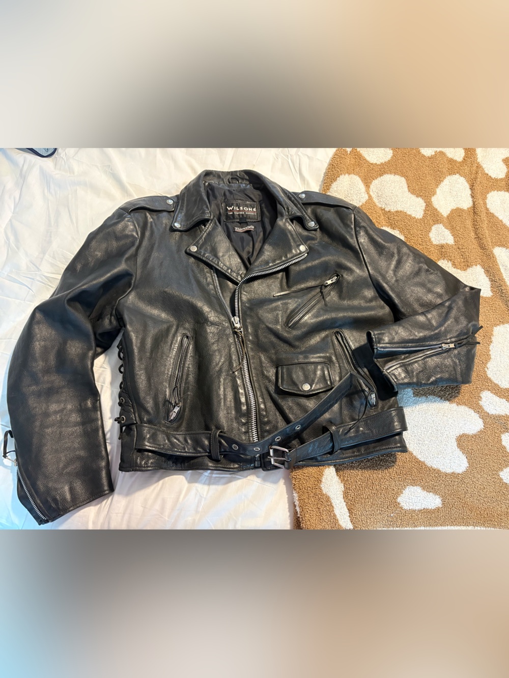 VTG Wilson Leather Moto Biker Jacket Women's Size xl Thinsulate Liner 90s